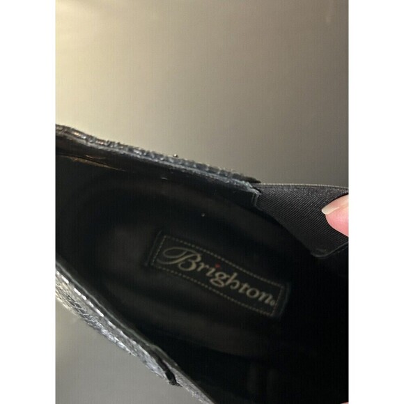 BRIGHTON Women's Trill Black Snakeskin Embellished Heel Booties Size 10 - Picture 7 of 8